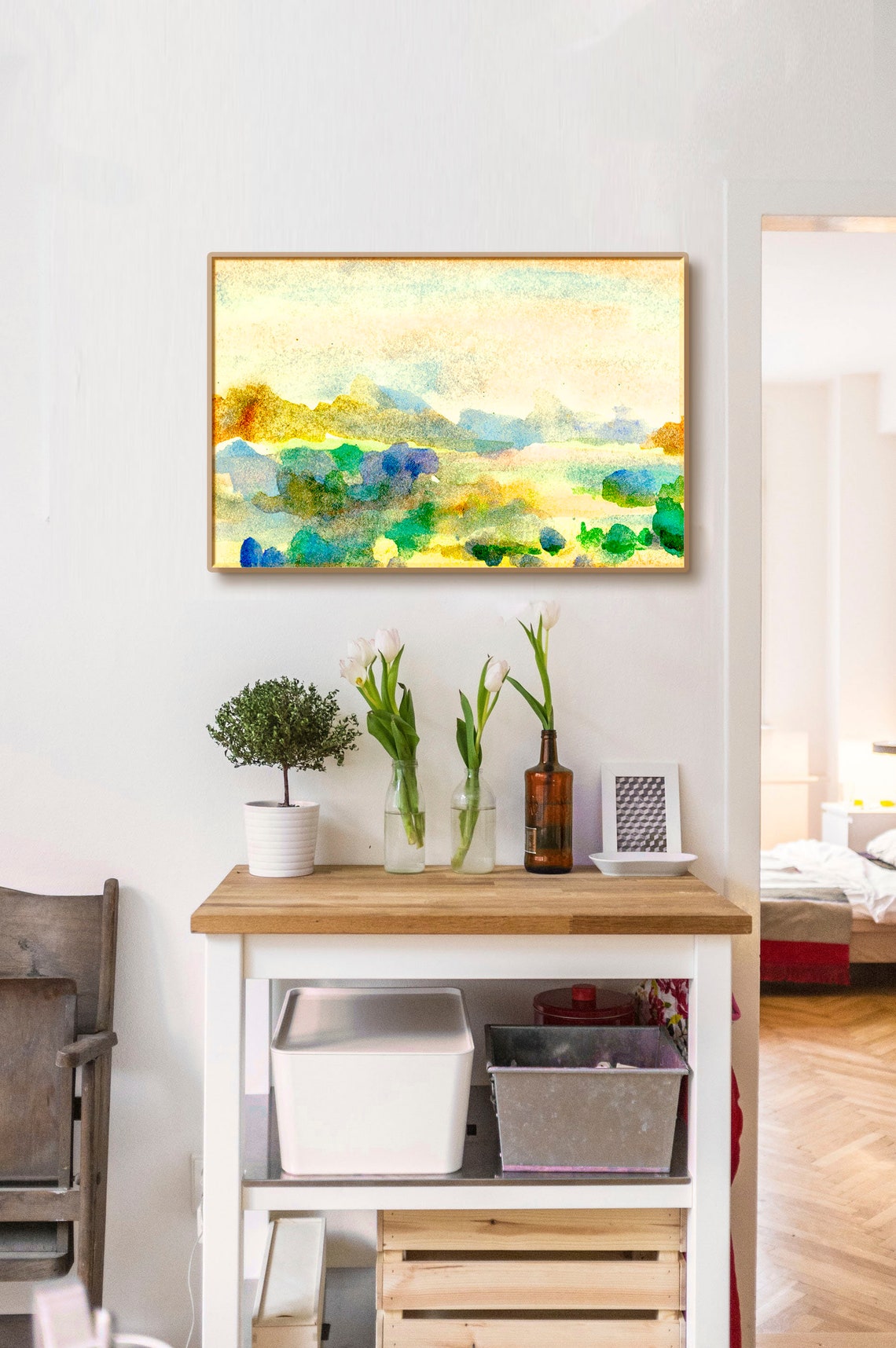 Horizontal Oversize Wall Art Painting On Canvas Large Blue Etsy