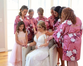 Bridesmaid Robes | Getting Ready Robes | Bridesmaid Gift | Bridesmaid Proposal | Floral Robes | Bridal Party Robes | Wedding Robes Set