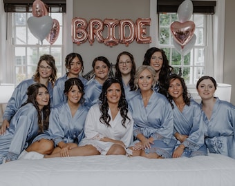 Lace Bridesmaid Robes, Bridesmaid Gifts, Bridal Party Robes, Wedding Robes  Bridal Robe, Bridesmaid Robes Set, Satin Robes with Lace