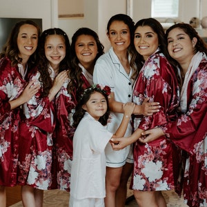 Floral Bridesmaid Robes, Bridesmaid Gift, Bridesmaid Proposal, Bridal Party Robes, Wedding Peonies Robes, Bride Squad Robes, Gift for Women