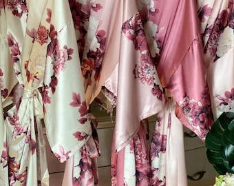 NEW Colors!Dusty Rose Bridesmaid Robes | Bridesmaid Gifts | Bridesmaid Proposal| Kimono Robes | Bridal Party Robes | Wedding Robes