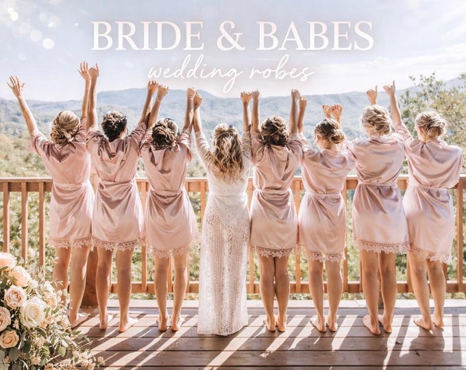Satin Lace Bridesmaid Robes: Getting Ready Bridal Party Gifts, Bridesmaid Gift, Wedding Morning Robe