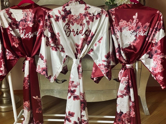 burgundy bridesmaid robe