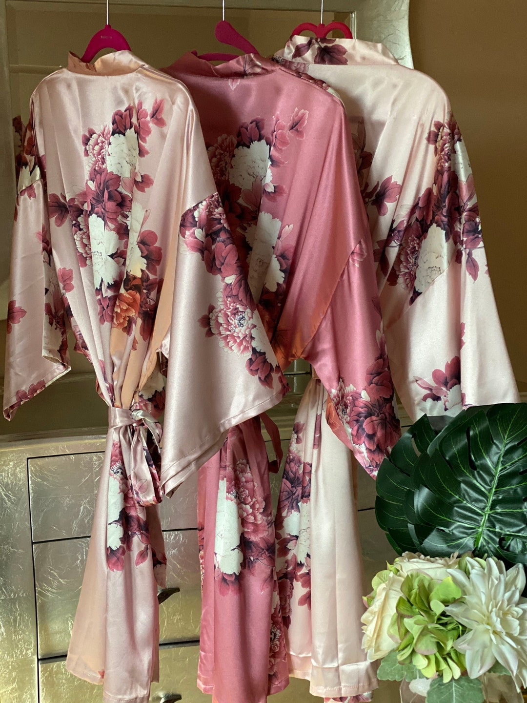 NEW Colors Bridesmaid Robes, Floral Kimono Robe, Bridal Robes, Silk ...