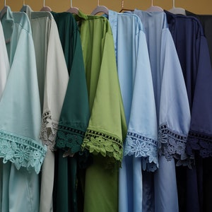 Lace Satin Bridesmaid Robe: Sage Green Wedding Party Gift
