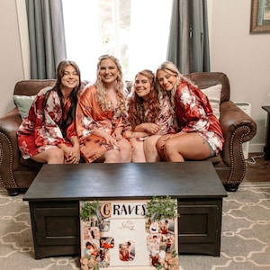 Floral Satin Bridesmaid Robe: Rust Burnt Orange Wedding Colors