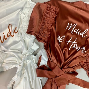 Satin Bridal Robes, Silky Bridesmaid Robes, Wedding Bridesmaid Gift, Bridal Party Robes, Getting Ready Robes Bride Squad Robes Besties Robes image 7