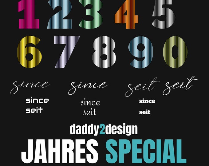 Year Special Numbers and Fonts - Line Art Effect