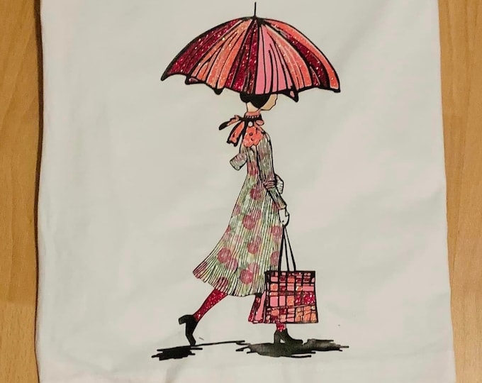 Elegant 50s lady with an umbrella