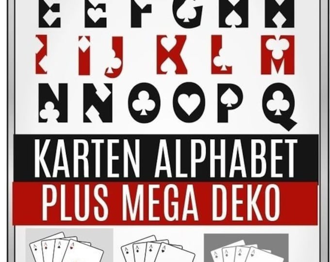 GAME CARDS Cards ABC Alphabet Incl. decoration, as svg, dxf plott file plotter file and png to print