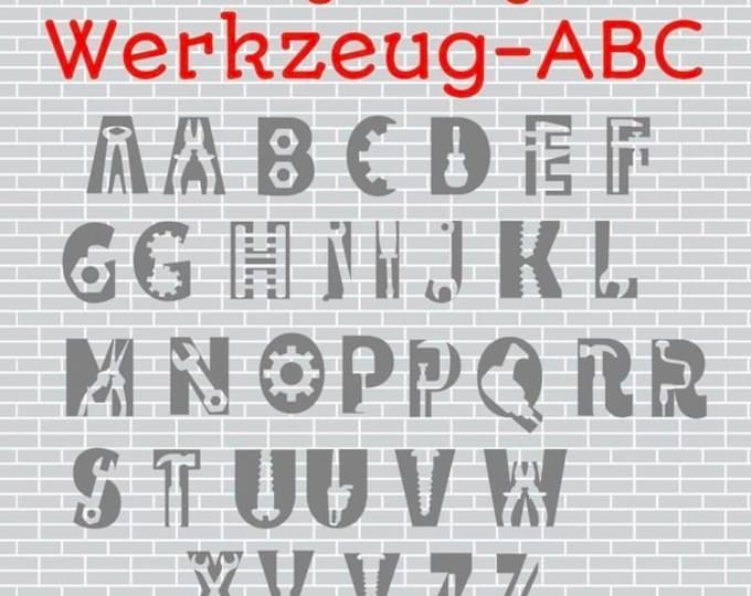 WERKZEUG HANDWERKER ABC Inkl. Deco, as svg, dxf plot file plotter file and png to print