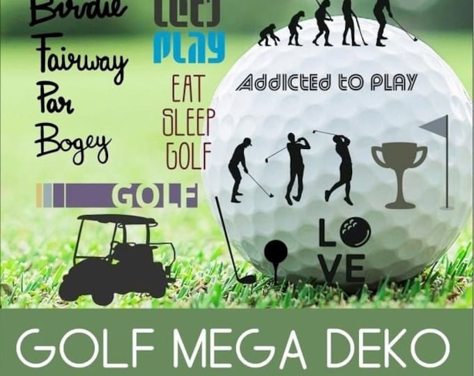 GOLF MEGA DEKO incl Golf doodles, as svg, dxf plot file and png to print