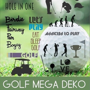 GOLF MEGA DEKO incl Golf doodles, as svg, dxf plot file and png to print