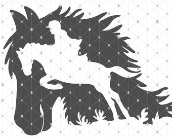 HorseLove Riding Horse Horses Shadow SCHATTENSPRINGER Plott as sgv, dxf plotter file plotter file and png for printing