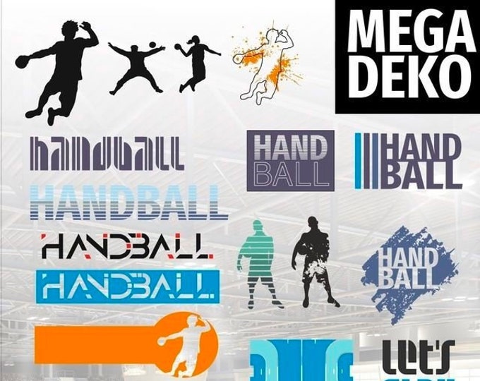 HANDBALL Mega decoration matching the lettering Shadow Sports as SVG DXF plot file plotter file and png for printing