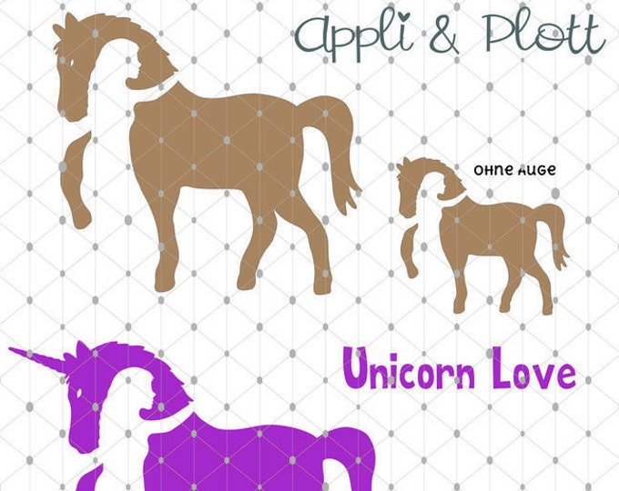 PLOTT HorseLove riding horse horse turic unicorn as SVG DXF plot file and png to print