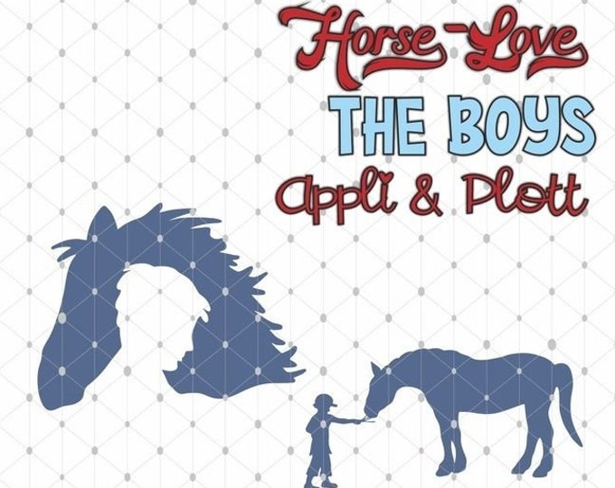 Horse Love Riding Horse - 4 PLOTT Motifs Boy as SVG DXF Plott File Plotter File and png to print