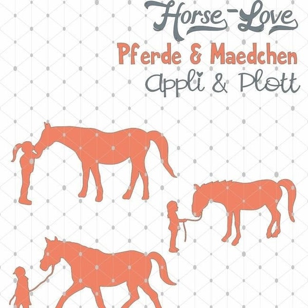 Horse Love Reiten Pferd - 4 APPLI MOTIVE Mädchen + BONUSDEKO svg