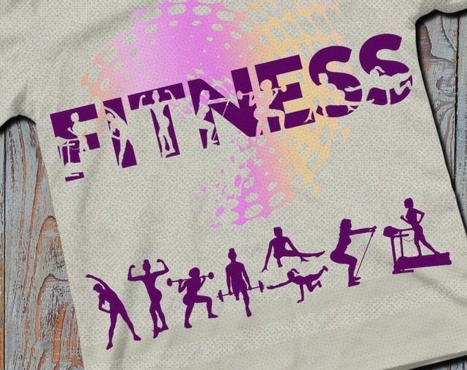 FITNESS SHADOW SPORT (Girls) - incl Trash and Splash decoration, as svg, dxf plot file plotter file and png to print