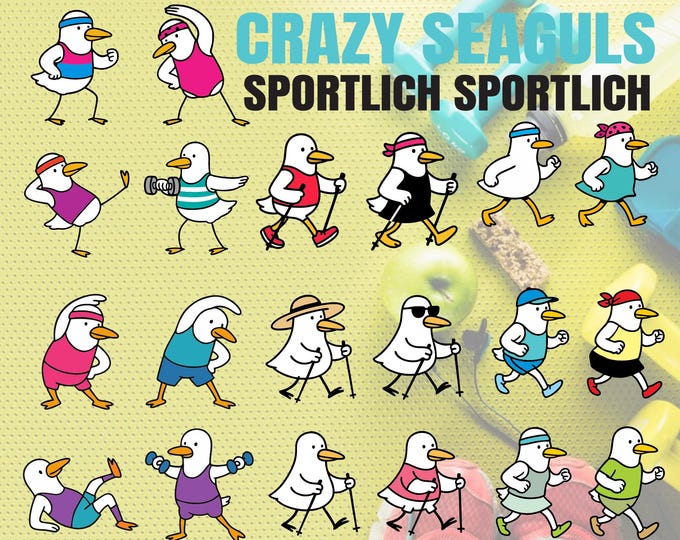 Crazy Seagulls SET SPORTY svg dxf also suitable for laser cutting