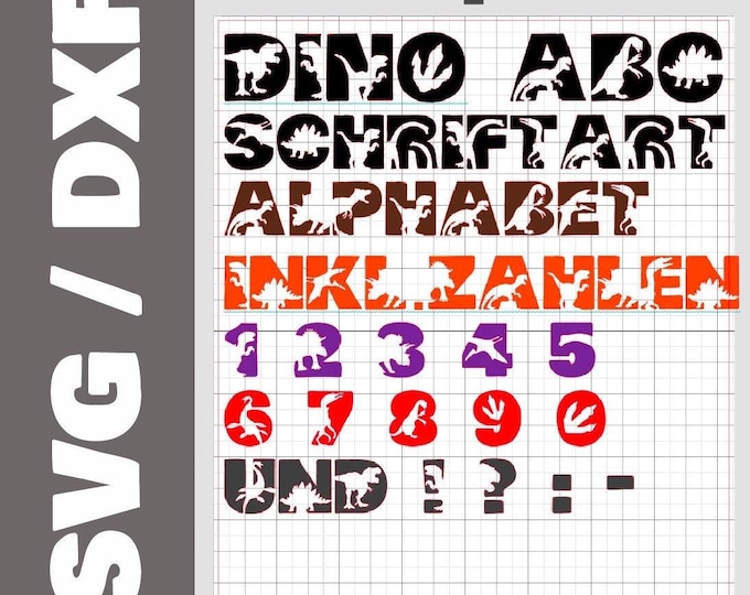 DINO ABC as a real font AND plot file svg and dxf