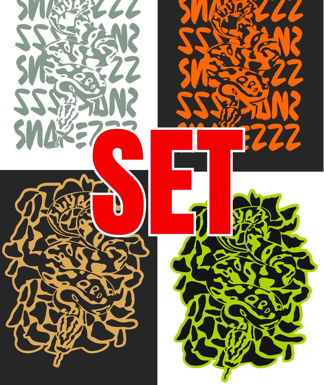 Set Serpiente Serpiente BEIDE Versiones Para Tela Clara Y Oscura 1 Y 2 Set Serpiente Serpiente BEIDE Versiones Para Tela Clara Y Oscura 1 Y 2