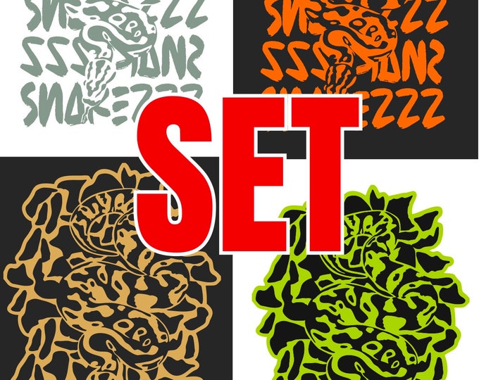 SET Snake Snake BEIDE Versions for Light and Dark Fabric 1 and 2 Colored