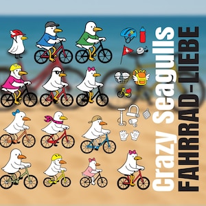 Crazy Seagulls SET FAHRRAD inkl  Bonus  svg dxf auch zum Lasern geeignet