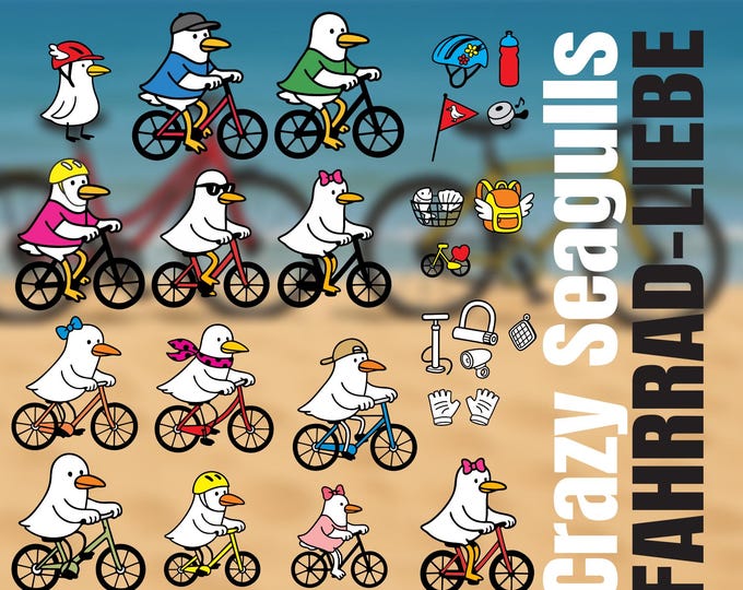 Crazy Seagulls SET BICYCLE incl. Bonus svg dxf also suitable for laser cutting