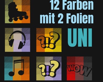 12 COLORS - UNI - 12 colors with only 2 foils - Line Art Effect Plott - without template