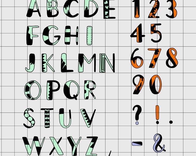 Decoration ABC colorful and monochrome only letters mini set as SVG and DXF