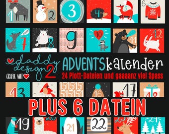 8 EURO REDUCED Advent Calendar - 24 PLUS 6! Great Daddy2Design plot files calendar