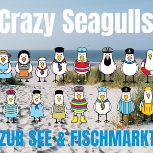 Crazy Seagulls SET 3 Kapitän Meer und Fischmarkt SVG DXF auch zum Lasern geeignet
