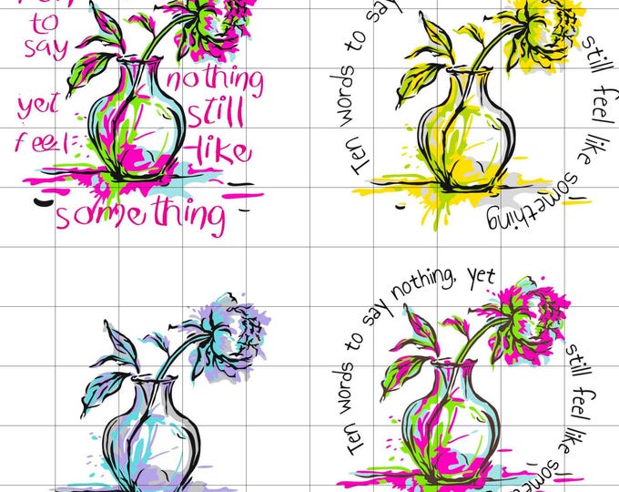 Abstract Flower 10 Words without or with 2 saying designs