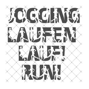 Shadow Sport-JOGGING Running Run! Run! -Combined file as SVG DXF plot file plot file and png to print