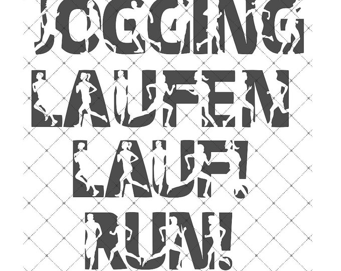 Shadow Sport-JOGGING Running Run! Run! -Combined file as SVG DXF plot file plot file and png to print