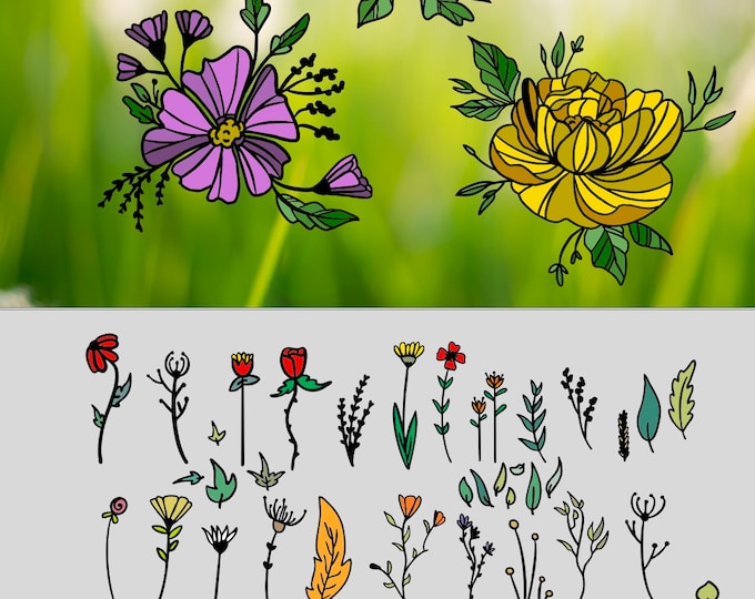 SPARSET - FLOWER POWER Doodle and the 3 glass flowers and bonus vases