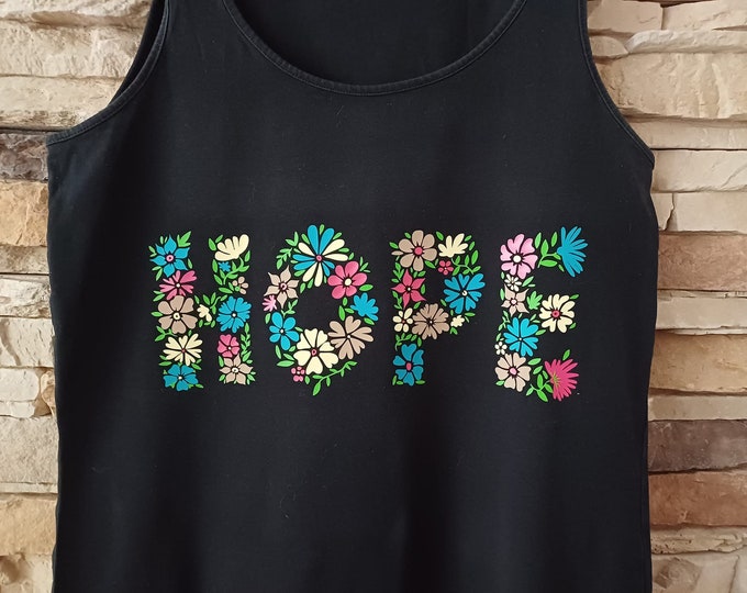 HOPE in floral lettering - single-coloured or colourful