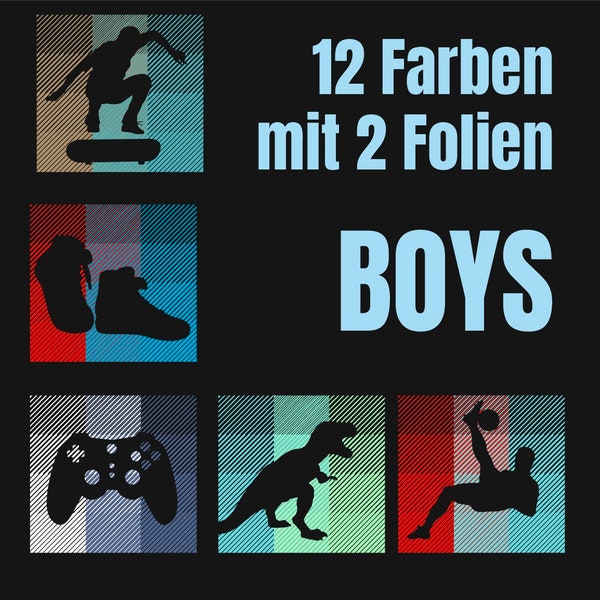 12 FARBEN - BOYS & TEENS -  12 Farben mit nur 2 Folien - ohne Template