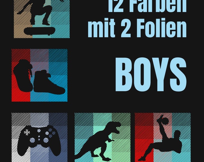 12 COLORS - BOYS & TEENS - 12 colors with only 2 slides - without template