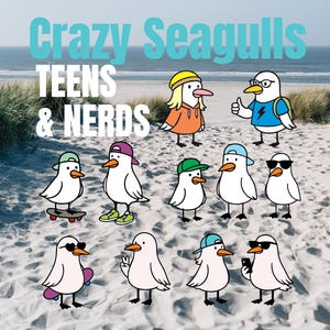 Crazy Seagulls SET 2 Teens und Nerd und Zimmer  Bonus  Starterset SVG DXF auch zum Lasern geeignet
