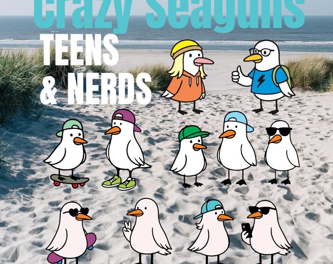 Crazy Seagulls SET 2 Teens and Nerd and Room Bonus Starter Set SVG DXF also suitable for laser cutting