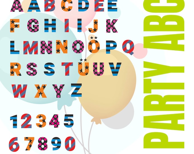 PARTY ABC with A to Z and 1 - 10 MIXED letters