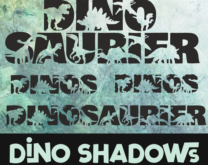 DINO Dinosauerier 4 Shadows incl. Trash and Splash, as SVG DXF plot file plotter file and png for printing