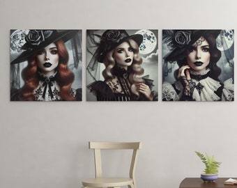 Gothic Witch Trio. 3 digitale downloadafbeeldingen. Gratis heksenvideo heks aankoop.