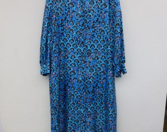 Vintage handmade silk full length shirt dress.