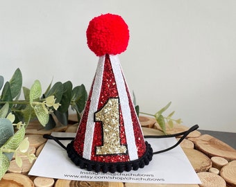 Circus themed party hat-1st birthday hat-Bespoke hat -Handmade party hat -Circus hat -Birthday party props-first birthday party