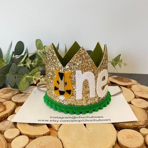 Corona de cumpleaños con temática de tigre- corona de cumpleaños-corona de 1er cumpleaños-fiesta de cumpleaños-wild One-corona de cumpleaños salvaje-corona de cumpleaños de Safari