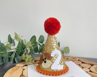 Dog themed party hat-1st birthday hat-Bespoke hat -Handmade party hat -Dog hat -Birthday party props-1st birthday party
