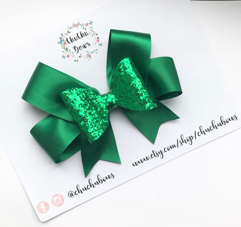 Ribbon hair bows glitter and ribbon hair bow handmade bows Etsy